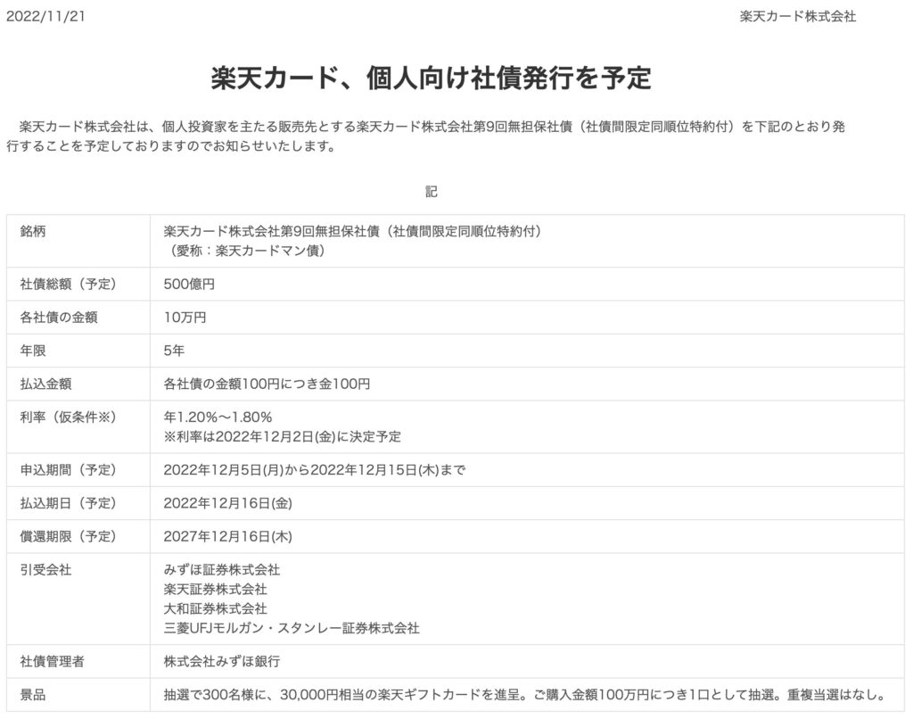 楽天グループの個人向け社債（カードマン債）の評判や利回り、リスクを徹底評価